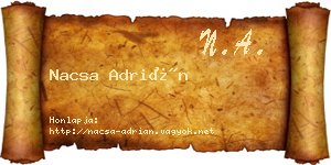 Nacsa Adrián névjegykártya